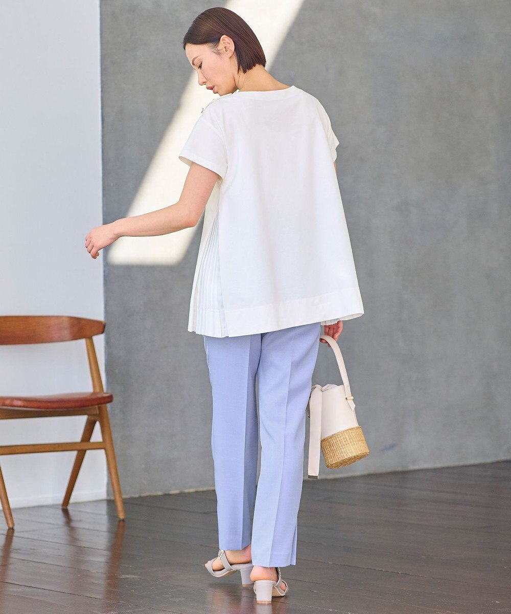 自由区 L 【洗える】ツイストプレインジャージーサイドプリーツ カットソー 