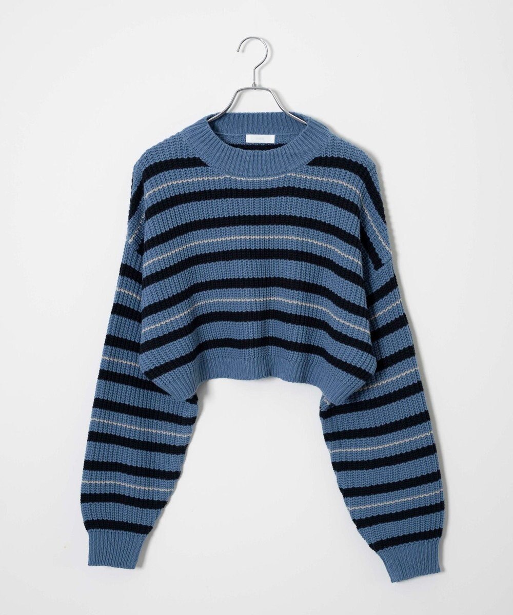 WEGO ボーダーショートニットプルオーバー 