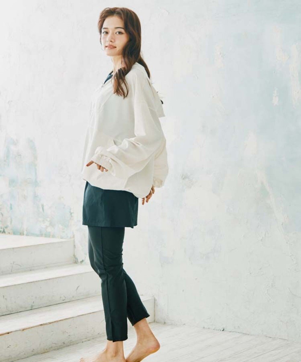 San-ai Resort（三愛水着楽園） 【WEB限定】ポケット付きハーフジップラッシュパーカー＋リブタンキニ水着+レギンス5点セット【Beach Queen（ビーチクイーン）】 