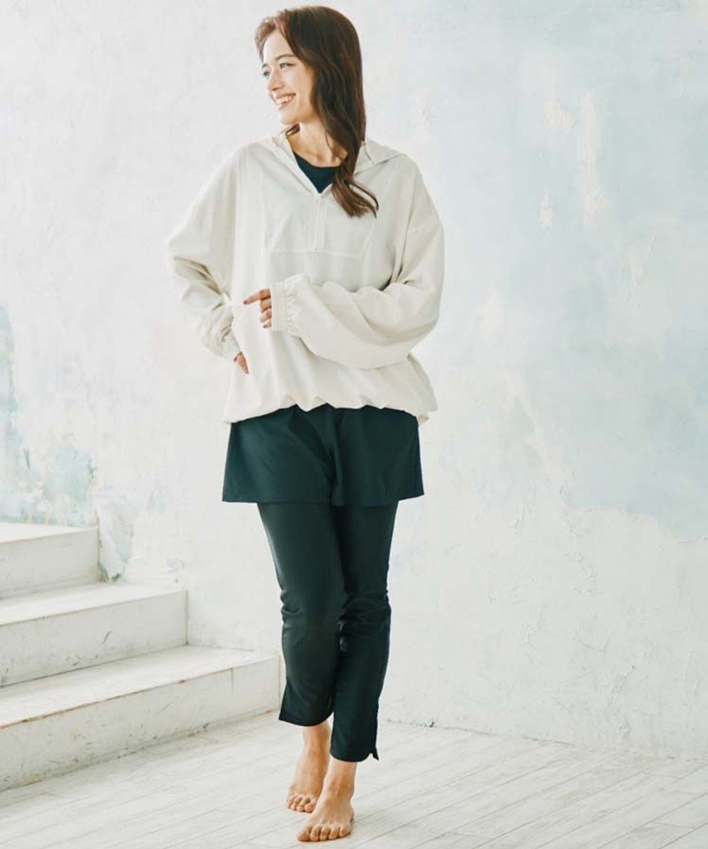 San-ai Resort（三愛水着楽園） 【WEB限定】ポケット付きハーフジップラッシュパーカー＋リブタンキニ水着+レギンス5点セット【Beach Queen（ビーチクイーン）】 