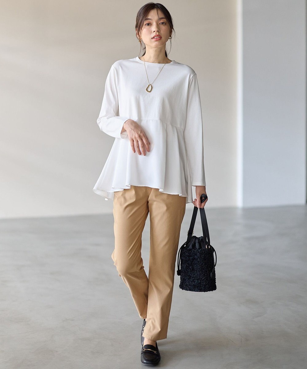 ANY L 【WEB限定】サテンコンビペプラムカットソー 