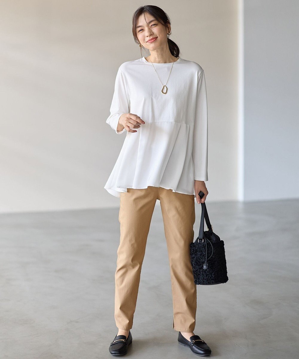 ANY L 【WEB限定】サテンコンビペプラムカットソー 