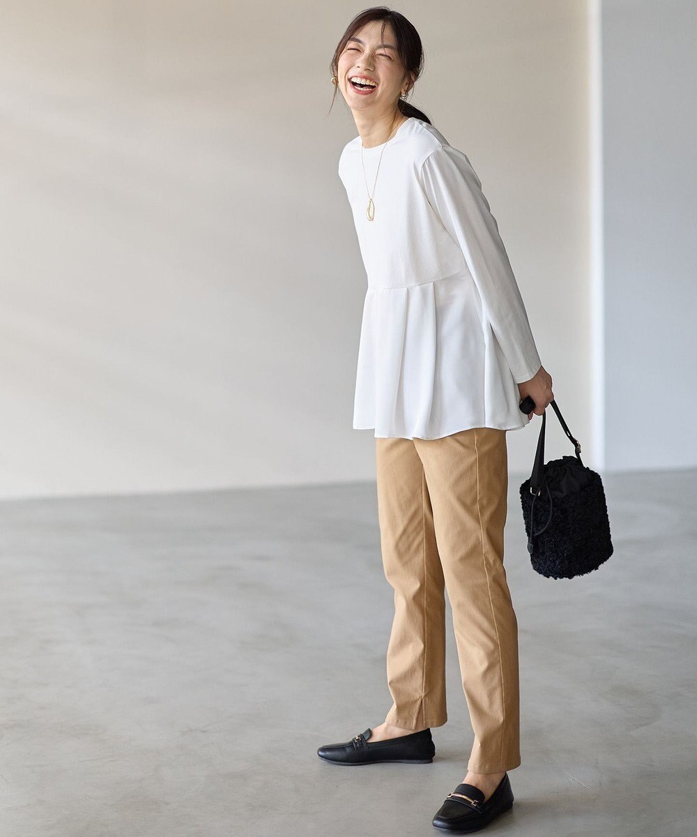 ANY L 【WEB限定】サテンコンビペプラムカットソー 