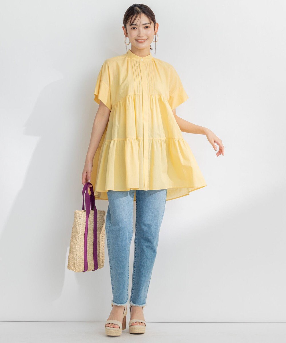 組曲 【洗える】ナチュラルローンギャザーフレア ブラウス 