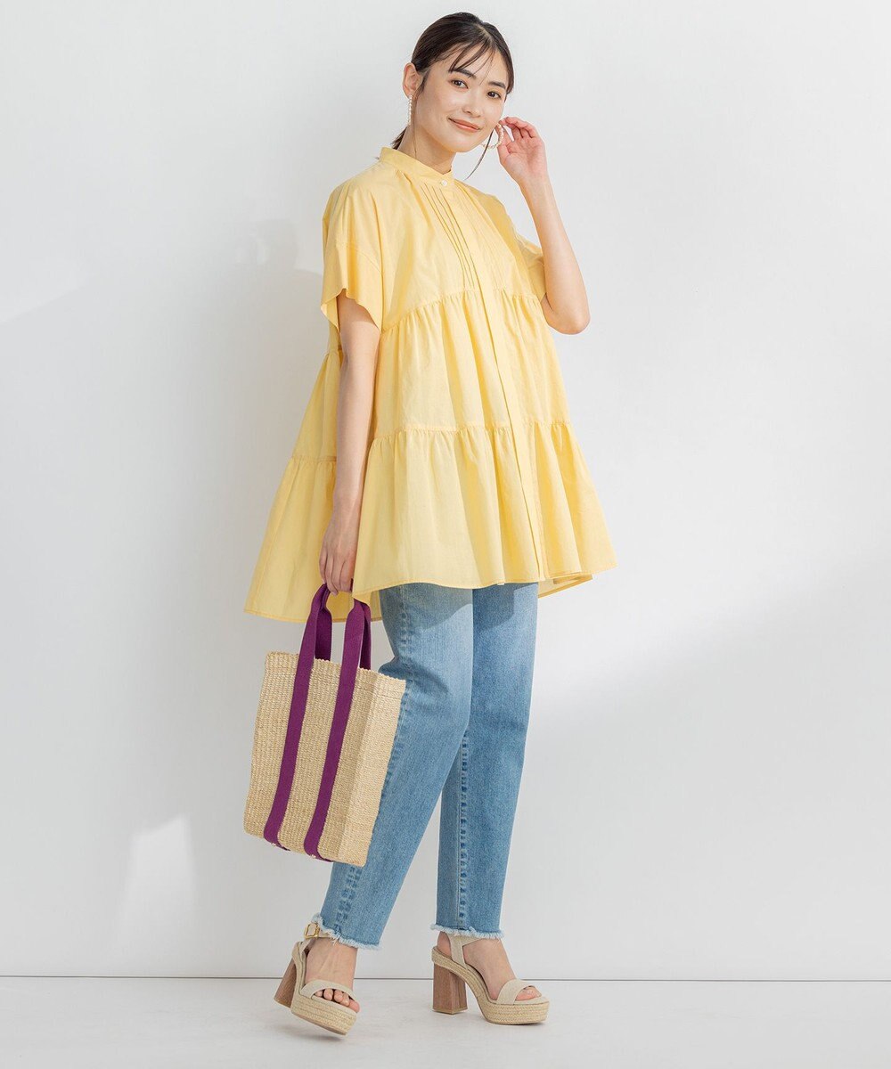 組曲 【洗える】ナチュラルローンギャザーフレア ブラウス 