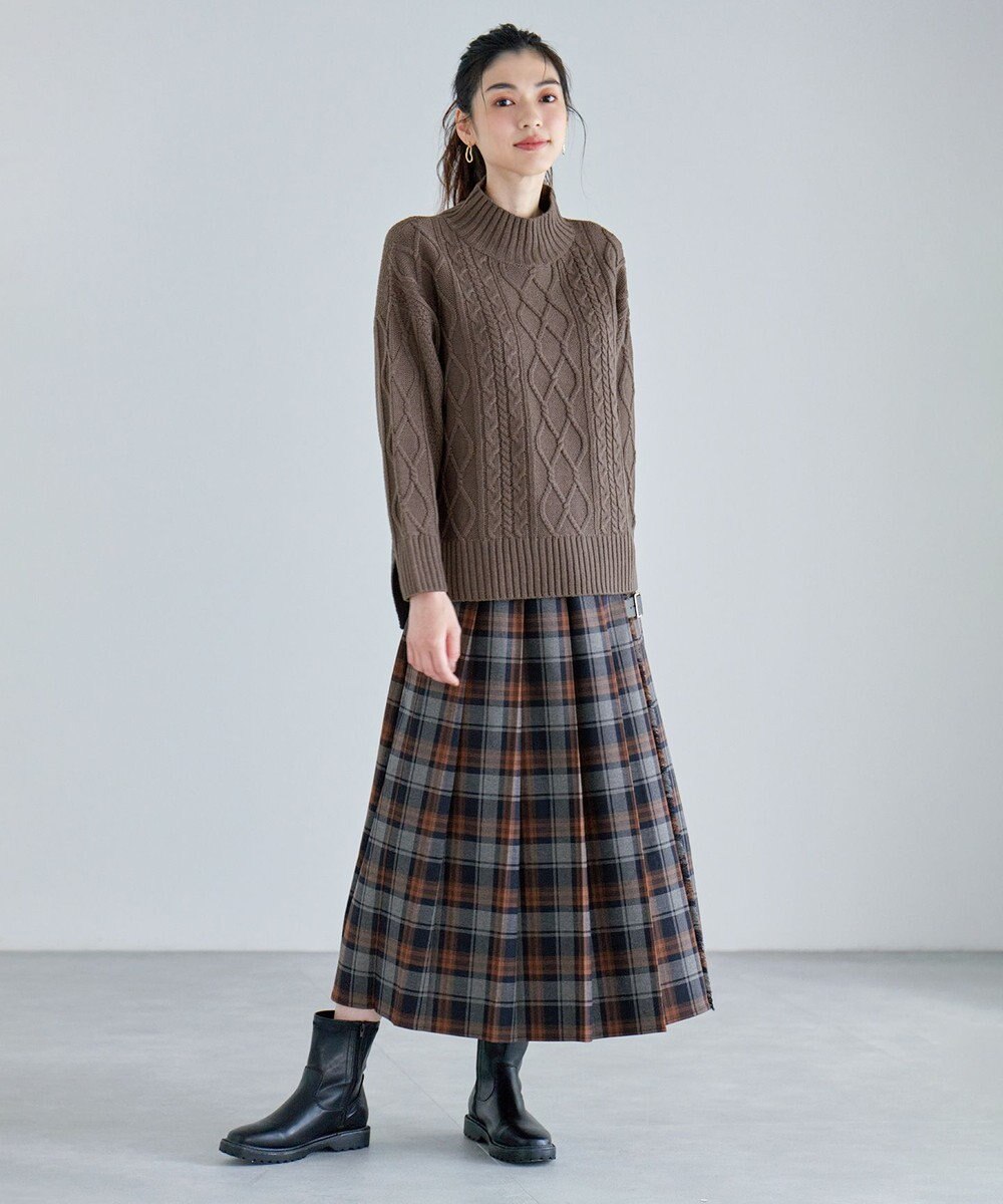 ANY 【6色展開】ソフトアクリルハイネックケーブルニット 