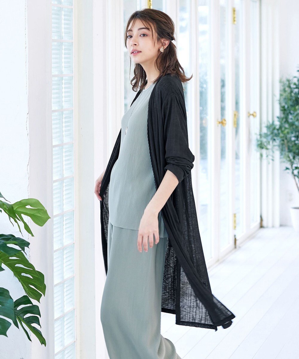 Tiaclasse 【吸水速乾・UVケア・洗える】ランダムリブカットソーカーディガン 