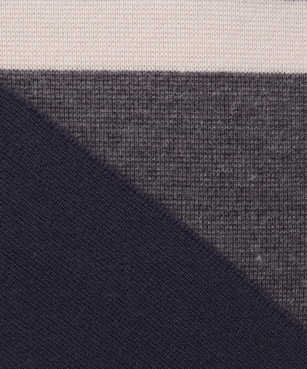 自由区 L 【セットアップ対応・洗える】ウールミラノボーダーチュニック丈 ニット 