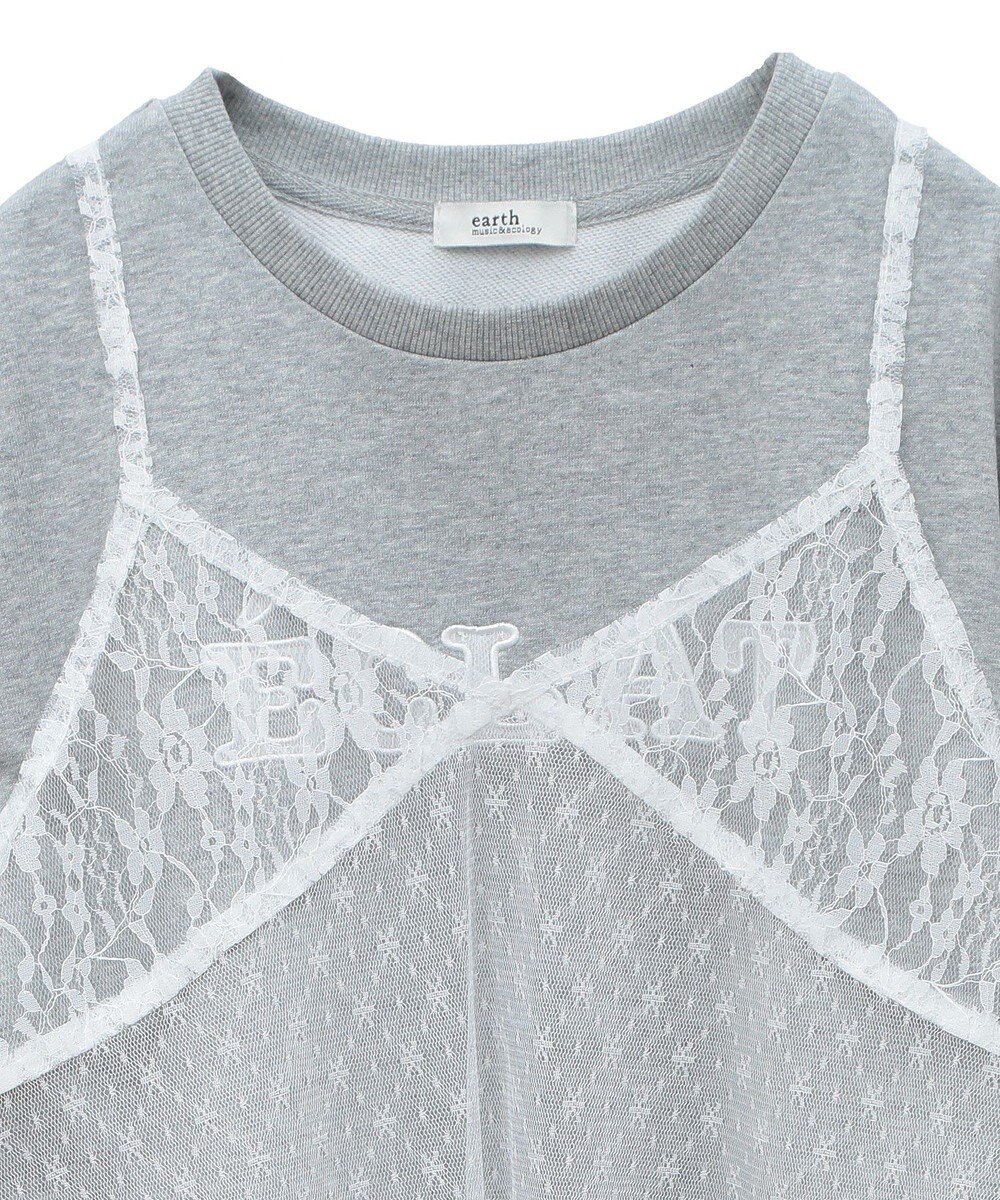 earth music&ecology ＳＥＴ２点レースロゴプルオーバー＋チュールワンピ 