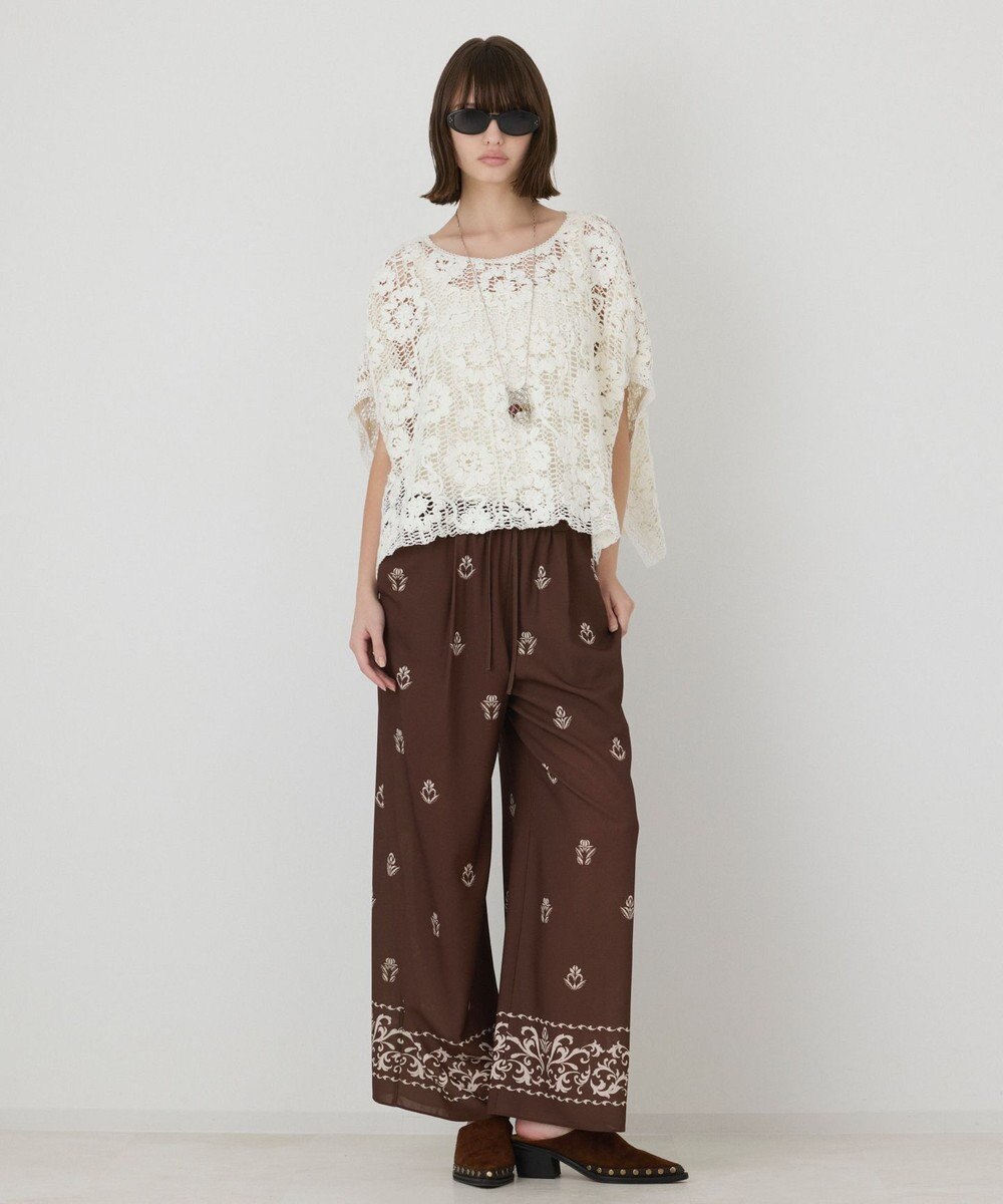 GRACE CONTINENTAL メッシュエンブロイダリーポンチョトップ 
