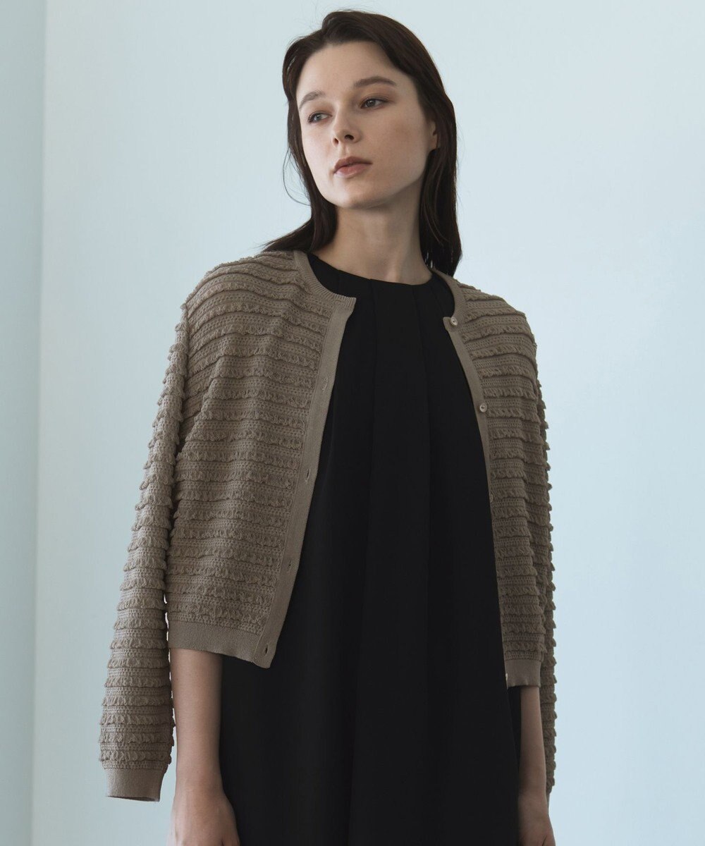 自由区 【カトリエムブーケ】Texture cardigan フリルショートカーディガン 
