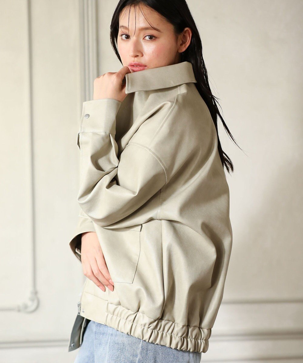 Green Parks ・ＥＬＥＮＣＡＲＥ　ＤＵＥ　合皮ステンカラーブルゾ 