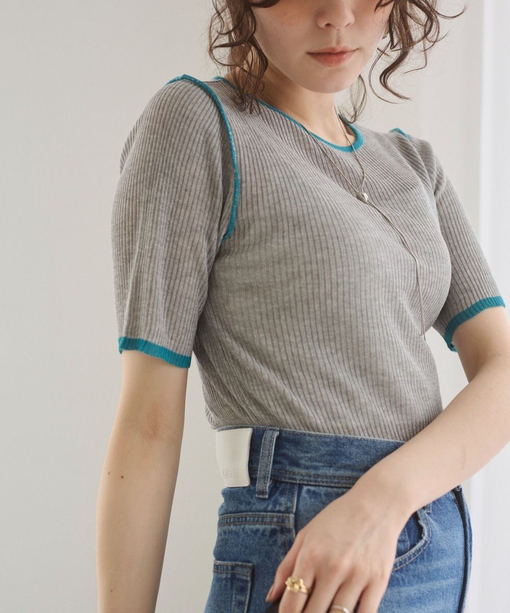 WEGO 【ANGIE VINTAGE】配色デザインリブニット 