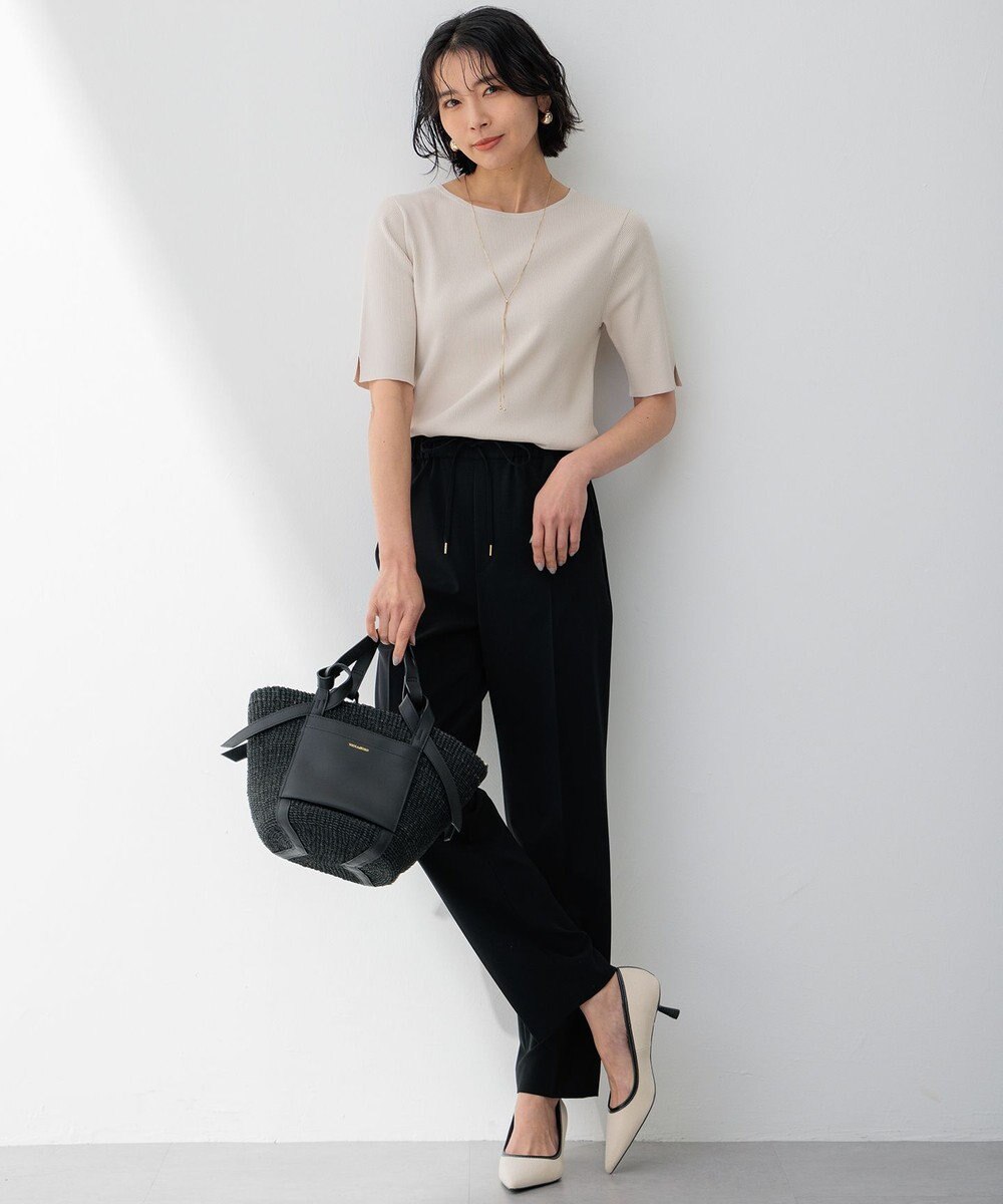 23区 S 【洗える】レーヨンポリエステルストレッチ 5分袖 ニット 