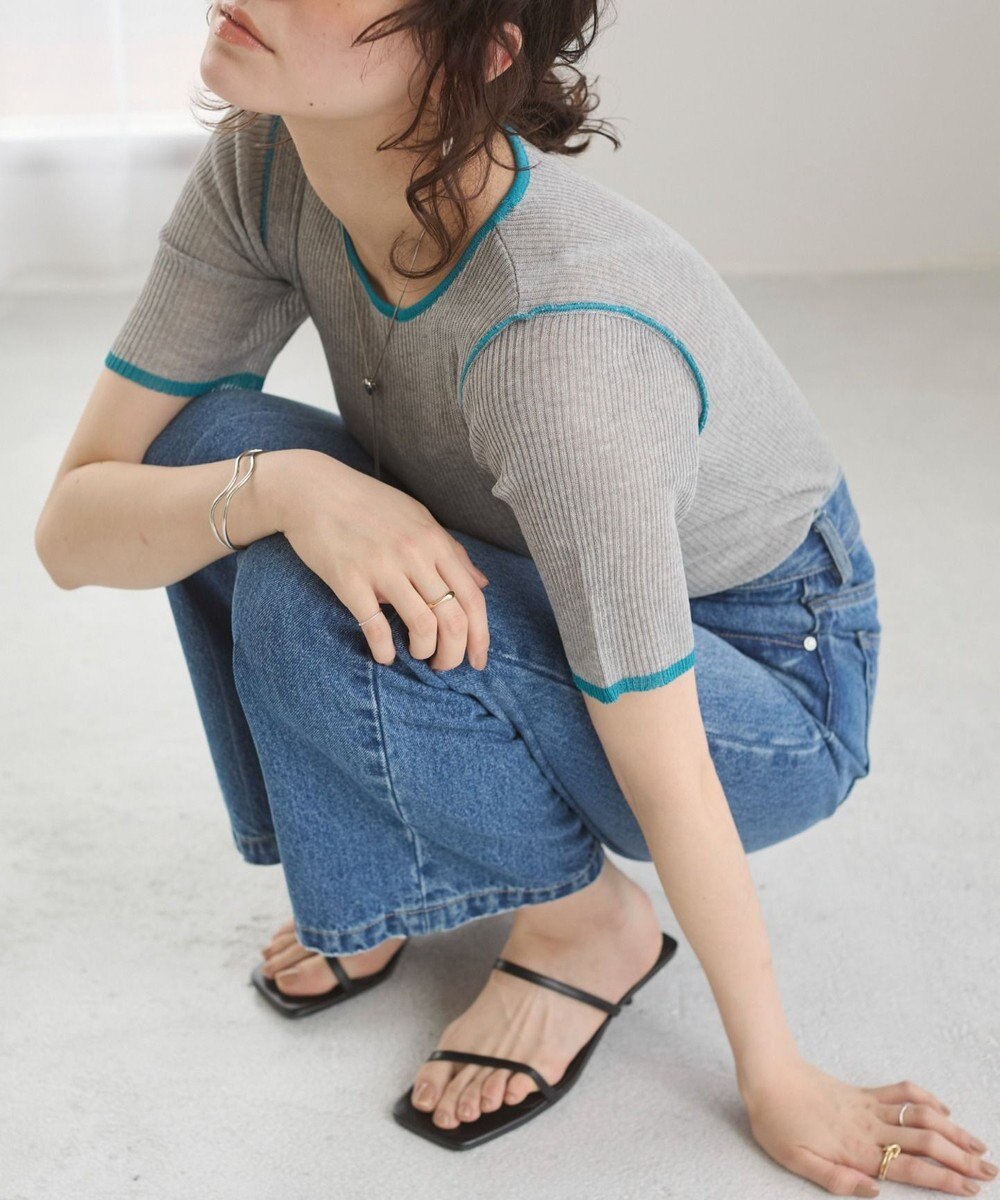 WEGO 【ANGIE VINTAGE】配色デザインリブニット 