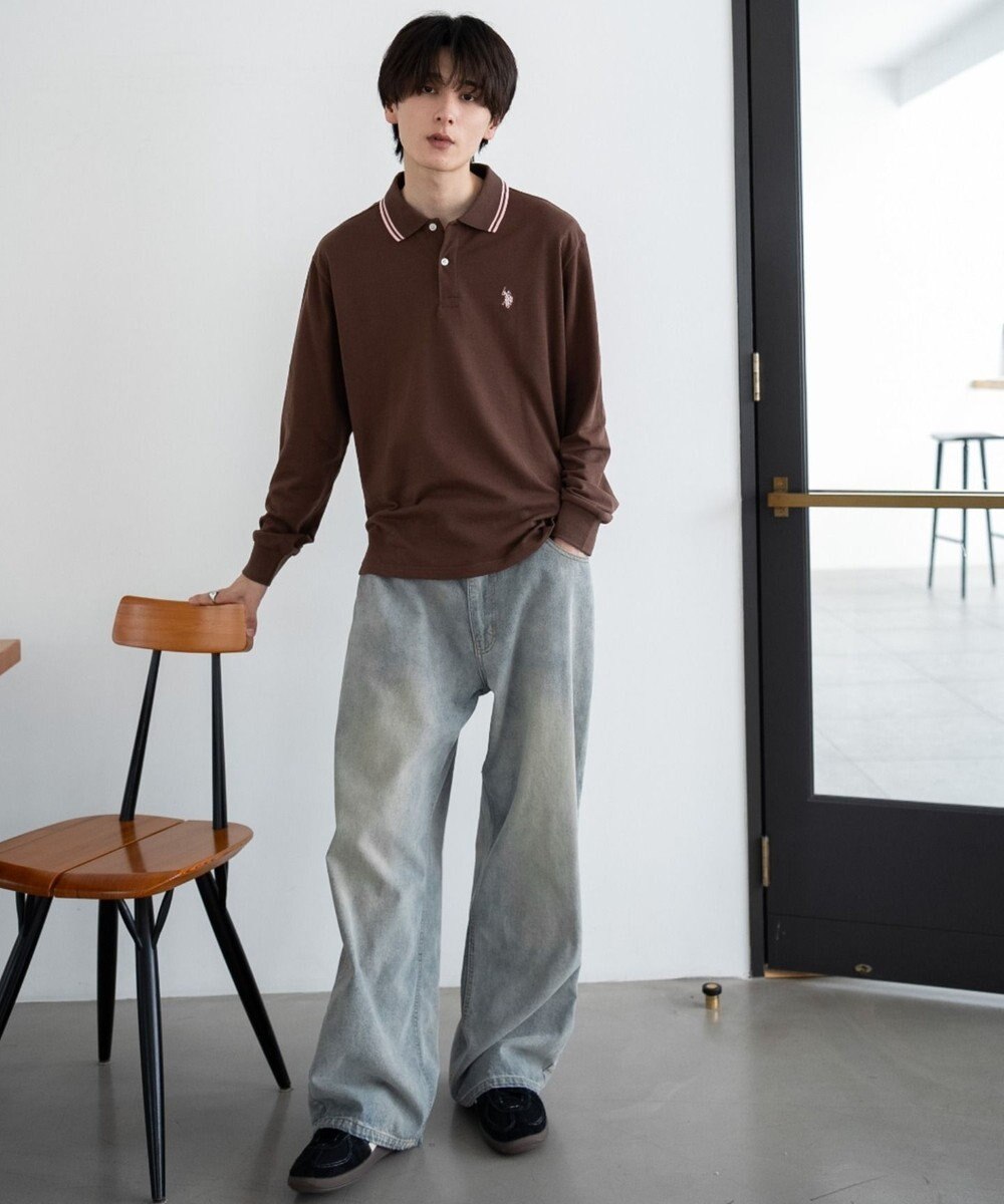 WEGO 【25年秋冬新作/ユニセックスITEM/SMLサイズ展開】別注USPOLOラインポロシャツ（長袖） 