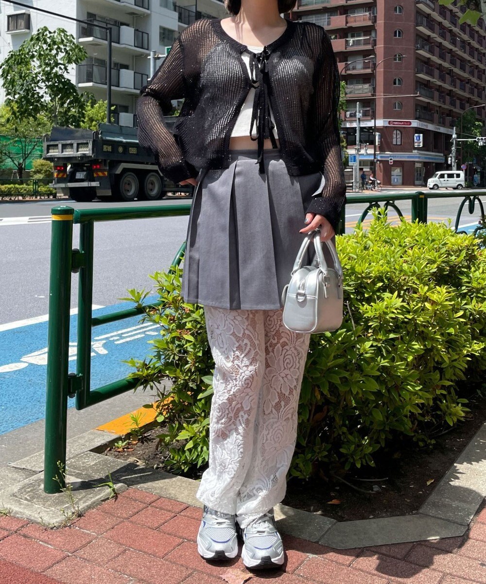 WEGO スパンコールメッシュニットカーデ 