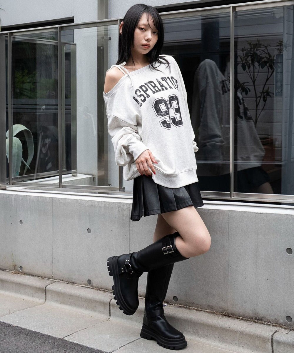 WEGO 【25年秋冬新作】2WAYグラフィックワンショルBIGスウェット 