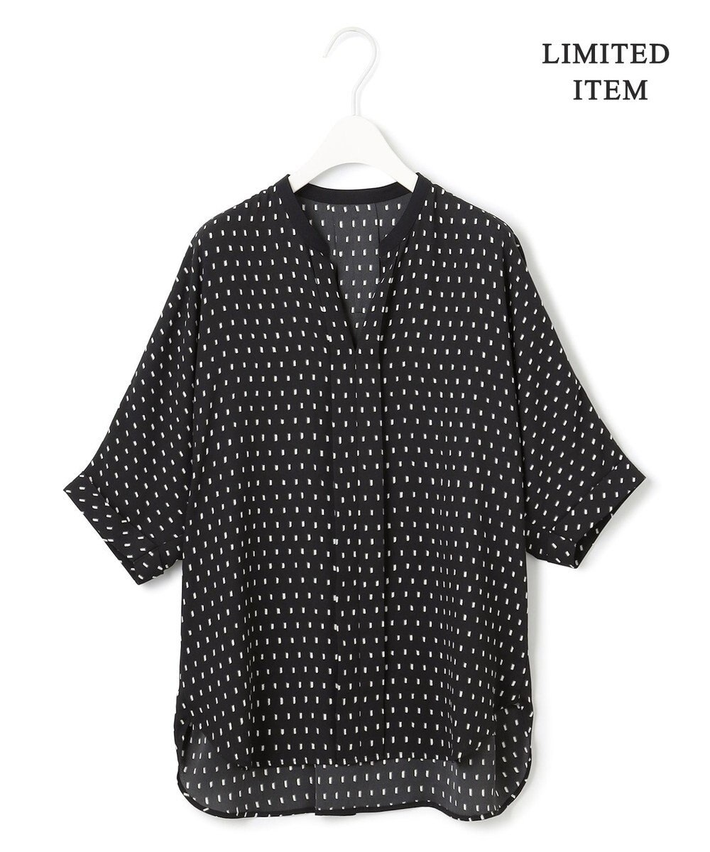 ICB 【人気のため新色追加・WEB限定・接触冷感・UVケア・速乾・洗える】BackSatinAmunzen 5分袖キーネックブラウス 