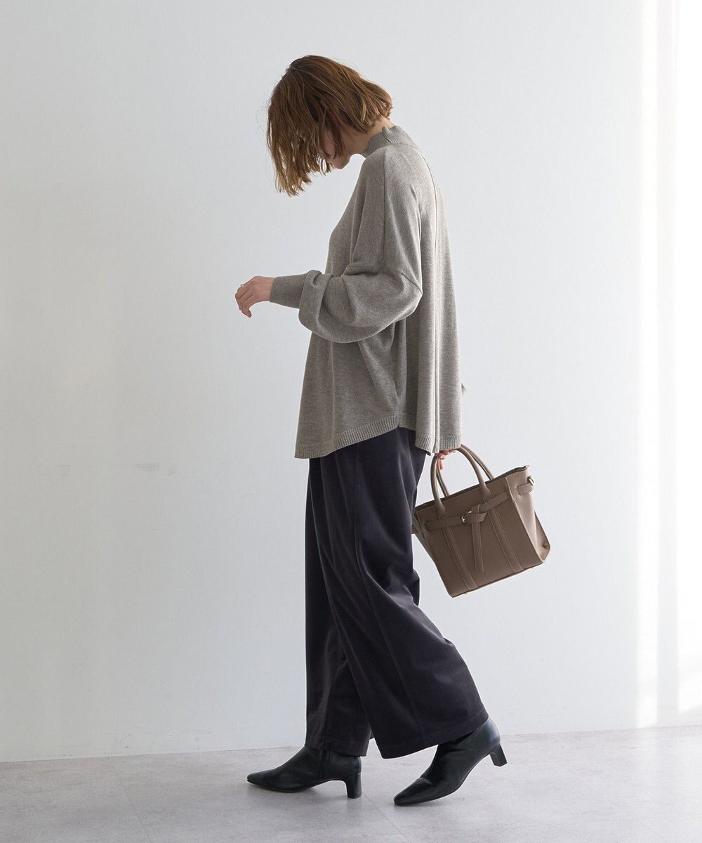 YECCA VECCA ベルテッドカルゼ起毛ワイドパンツ 