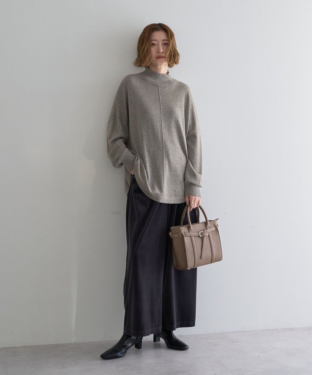 YECCA VECCA ベルテッドカルゼ起毛ワイドパンツ 