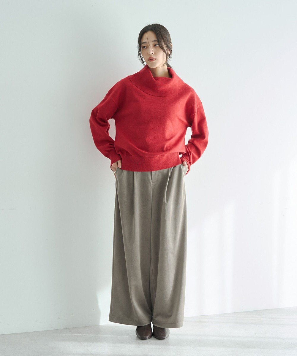 YECCA VECCA ベルテッドカルゼ起毛ワイドパンツ 