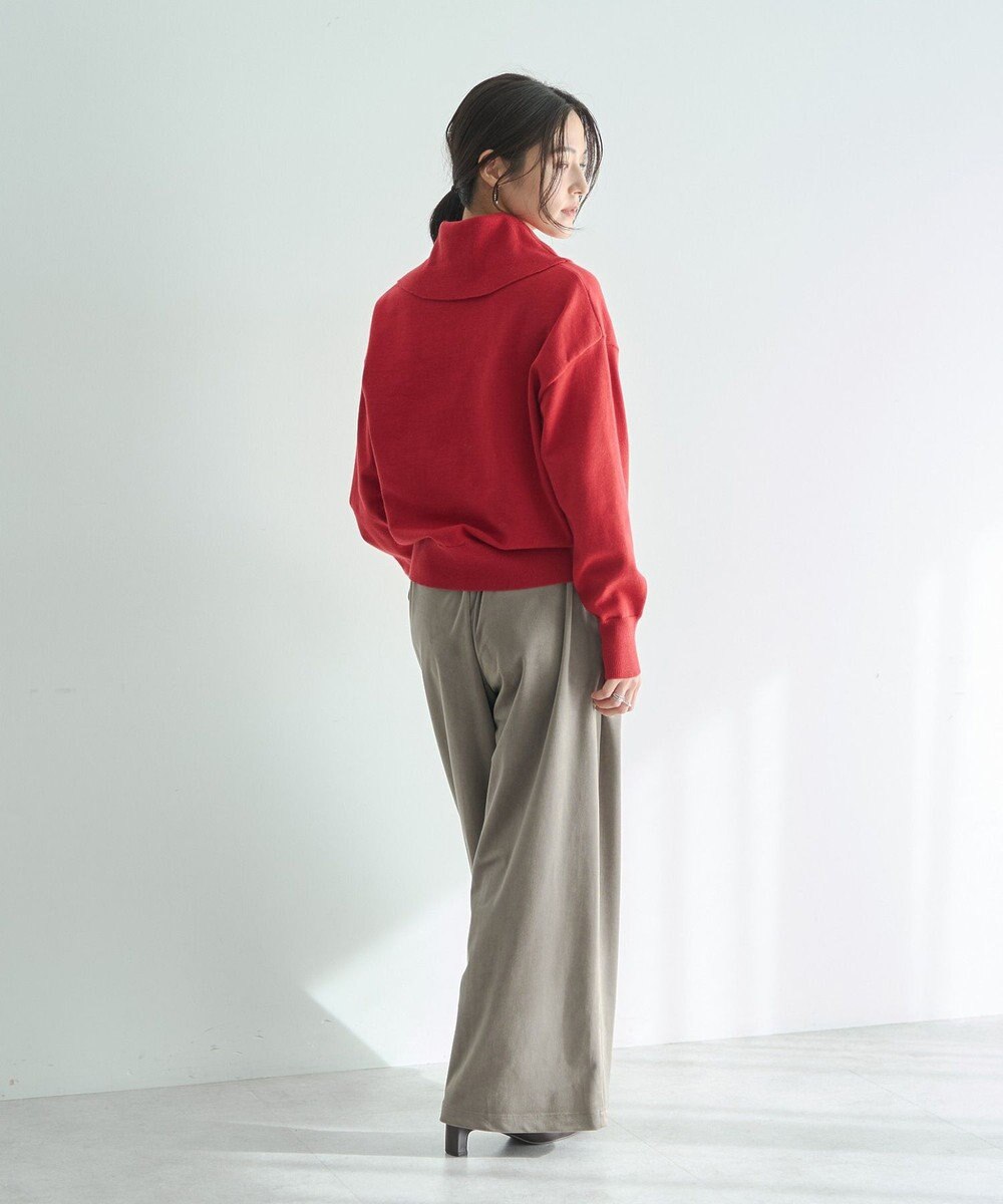 YECCA VECCA ベルテッドカルゼ起毛ワイドパンツ 