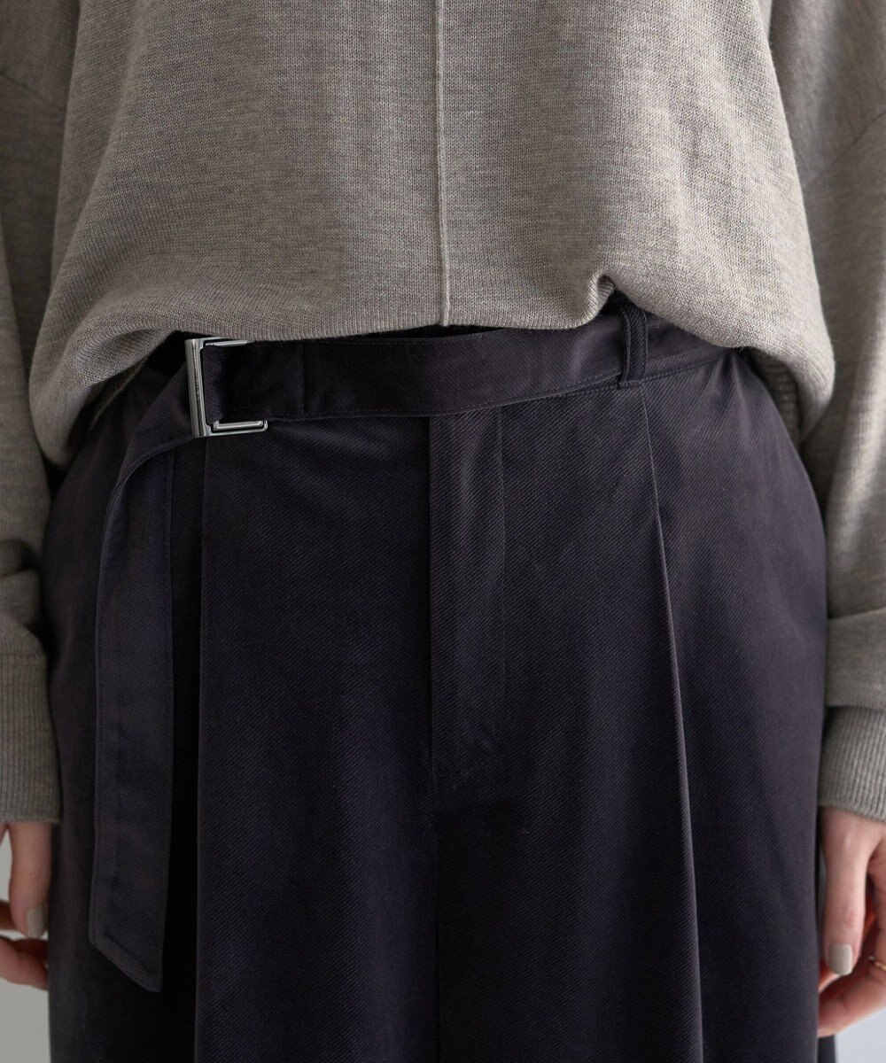 YECCA VECCA ベルテッドカルゼ起毛ワイドパンツ 