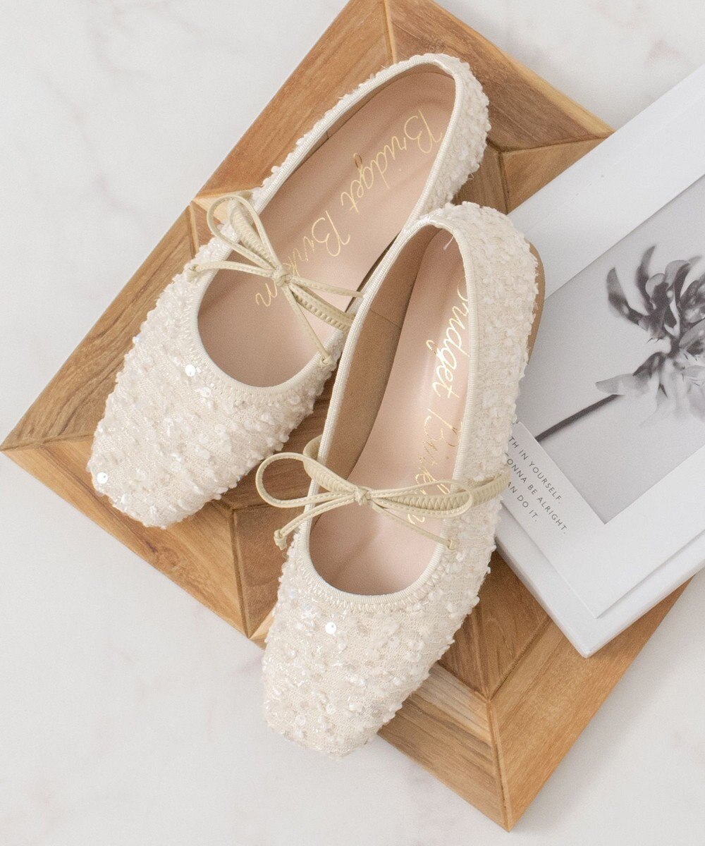 Bridget Birkin 【Bridget Birkin】ツイードスパンコールリボンパンプス 