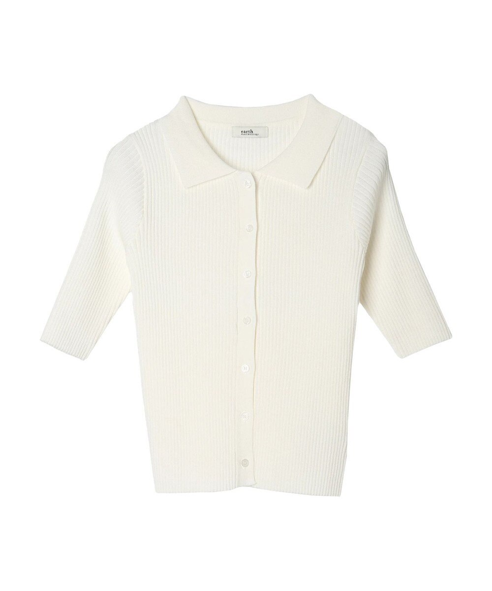 earth music&ecology リブコンパクトカーディガン 