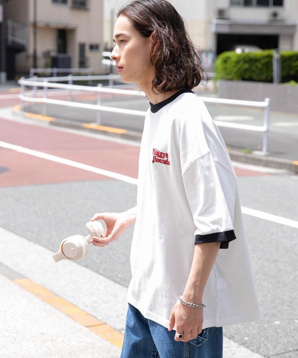 WEGO モチーフ刺繍リンガーT 
