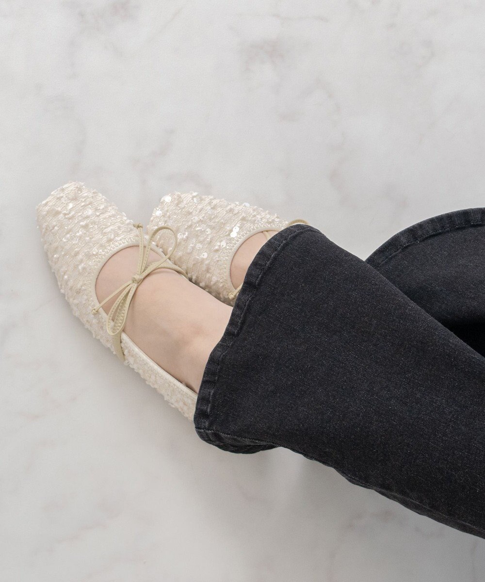 Bridget Birkin 【Bridget Birkin】ツイードスパンコールリボンパンプス 