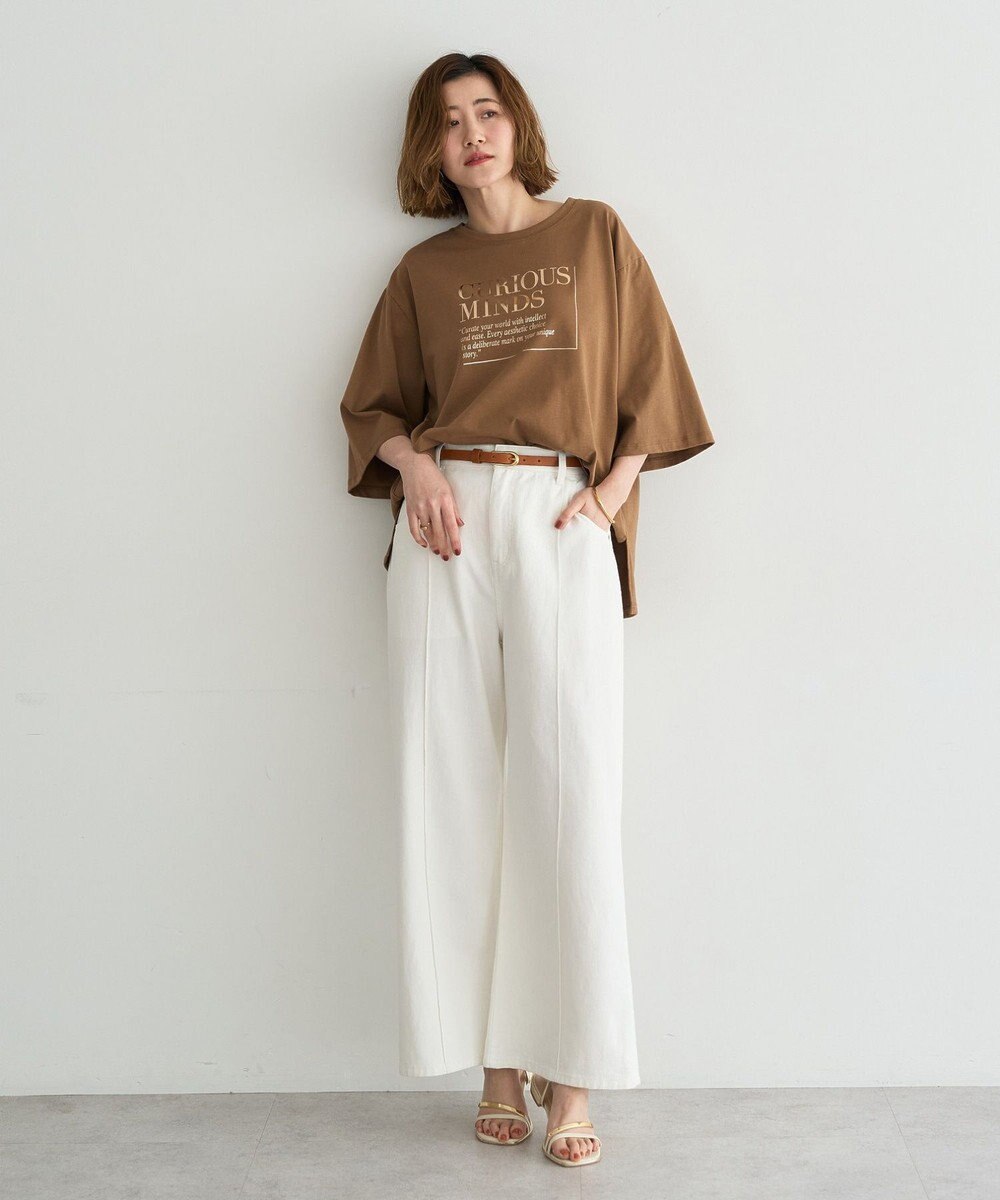 YECCA VECCA 【UVカット】ワイドスリーブ箔プリントTee 