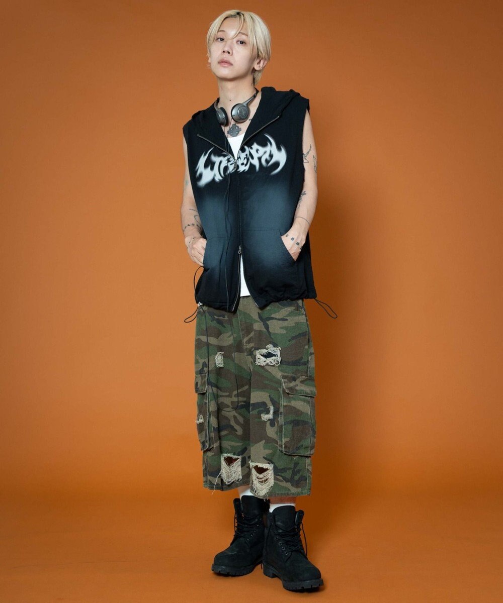 WEGO ノースリーブグラフィックZIPパーカー 