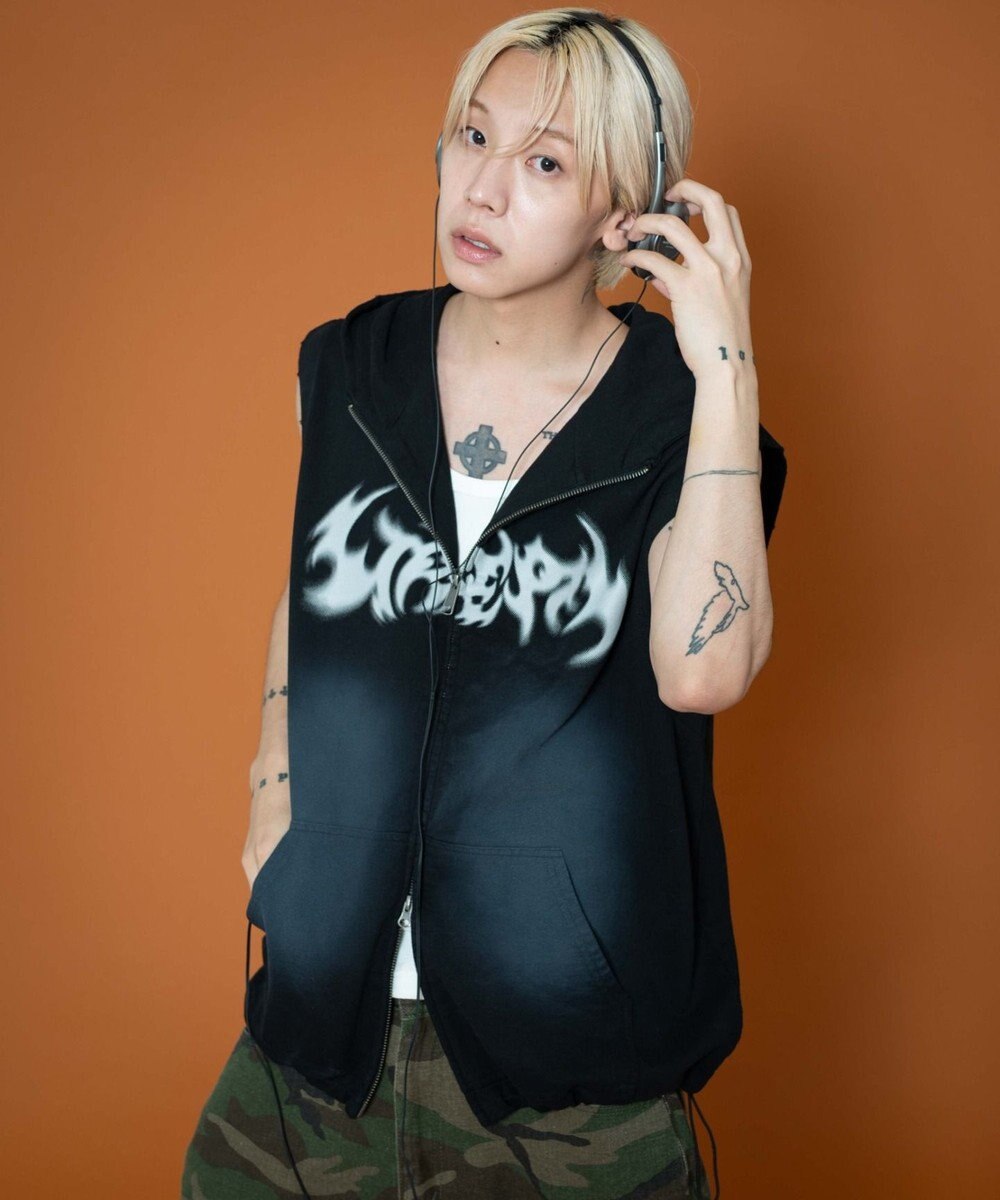 WEGO ノースリーブグラフィックZIPパーカー 