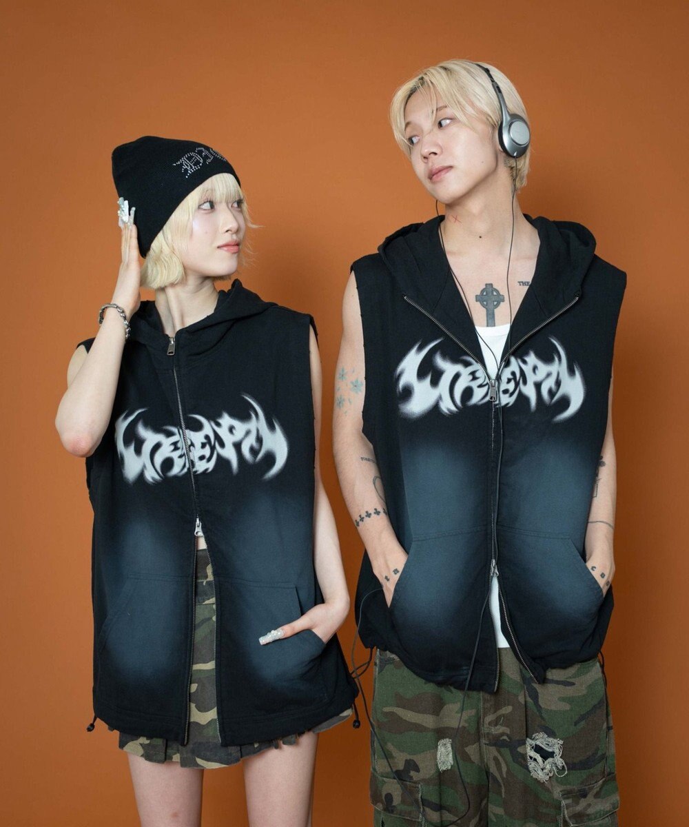 WEGO ノースリーブグラフィックZIPパーカー 