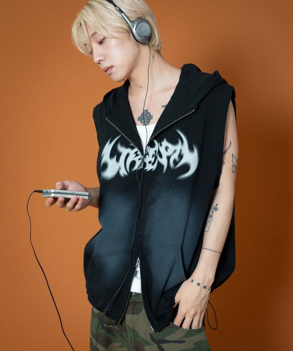 WEGO ノースリーブグラフィックZIPパーカー 