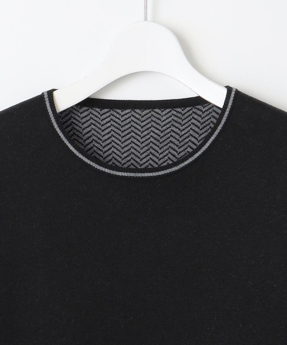 自由区 L 【WEB限定・マルチウェイ・洗える】ヘリンボーン柄リバーシブルニット セットアップ 