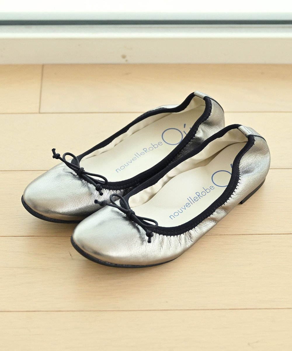 nouvelleRobe Oū サイズ追加【本革・高反発】Round ラウンドトゥ メタリックバレエシューズ 