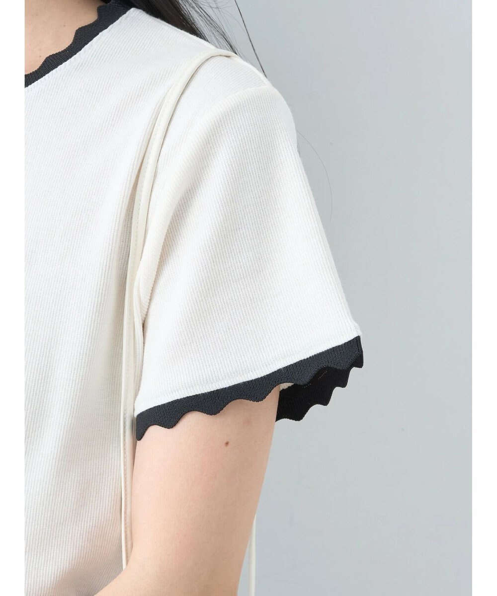 earth music&ecology バイカラースカラッププルオーバー 