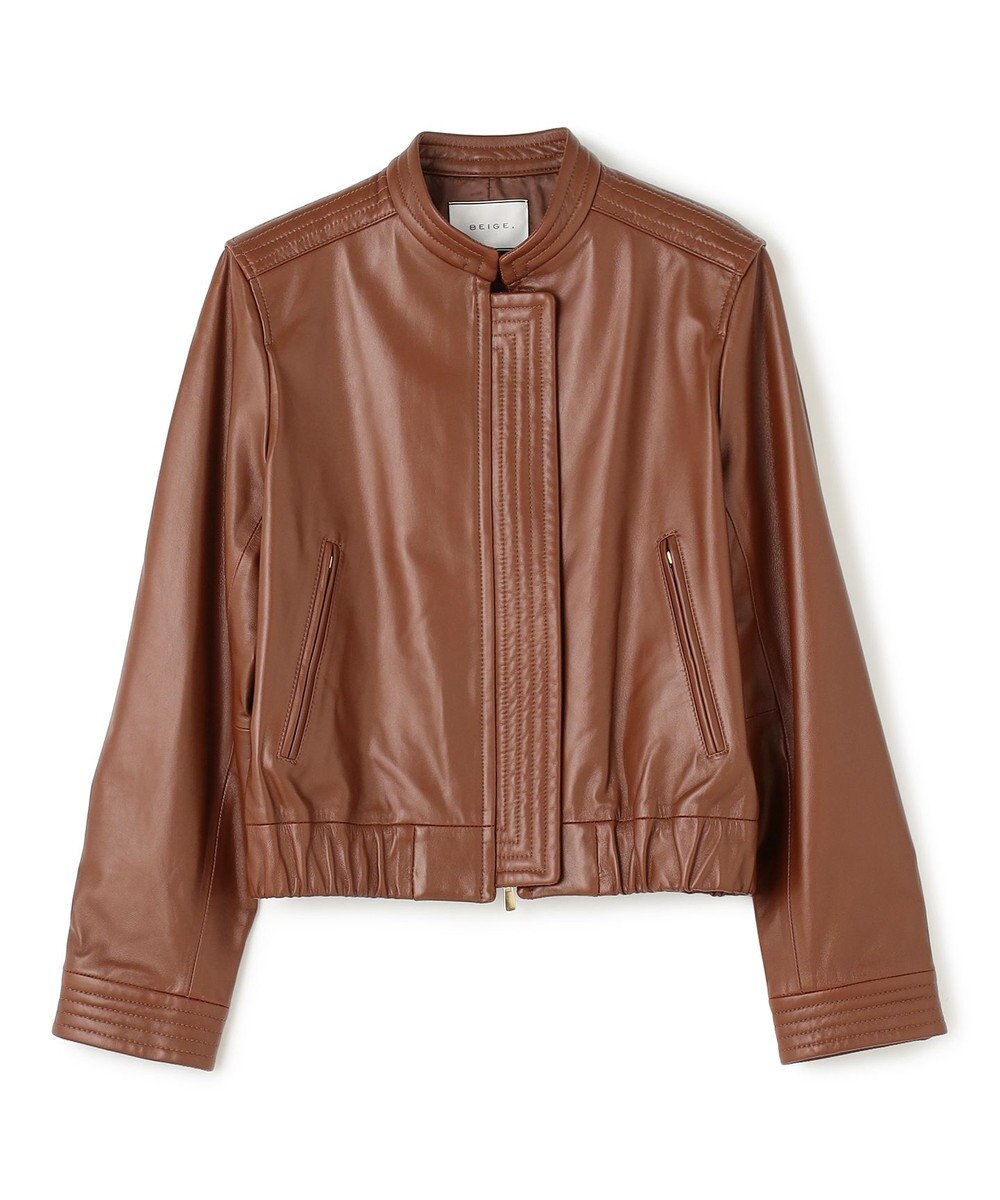 BEIGE， 【andGIRL 秋号掲載】CLYDE / ステッチデザインラムレザーブルゾン 