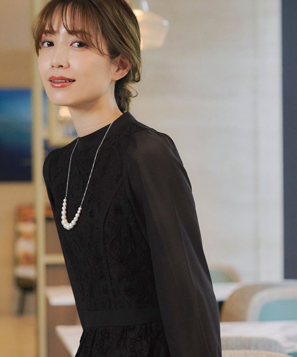 Tiaclasse 【洗える】レースコンビフレアワンピース 