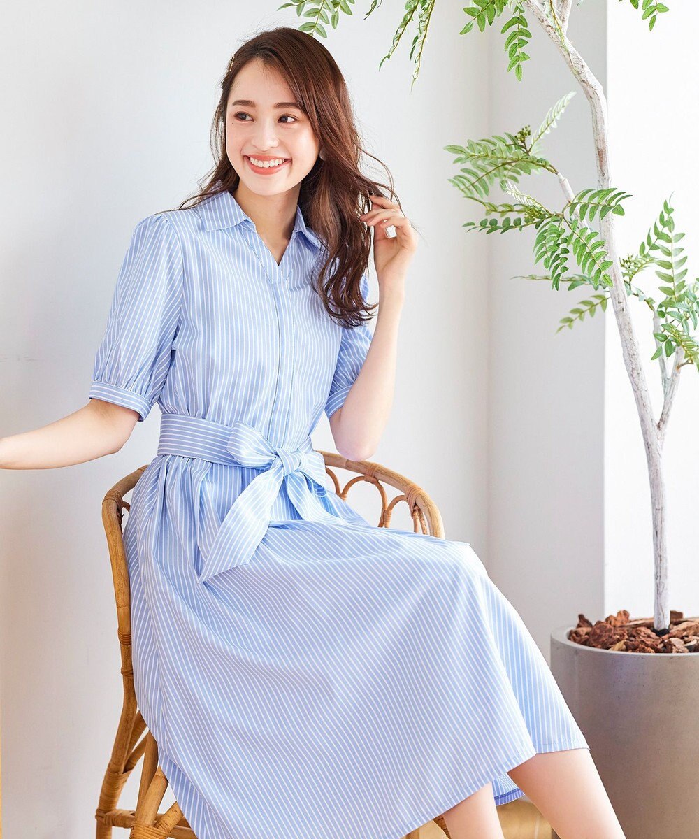 Tiaclasse 【洗える】小顔効果も叶えるスキッパーシャツワンピース 