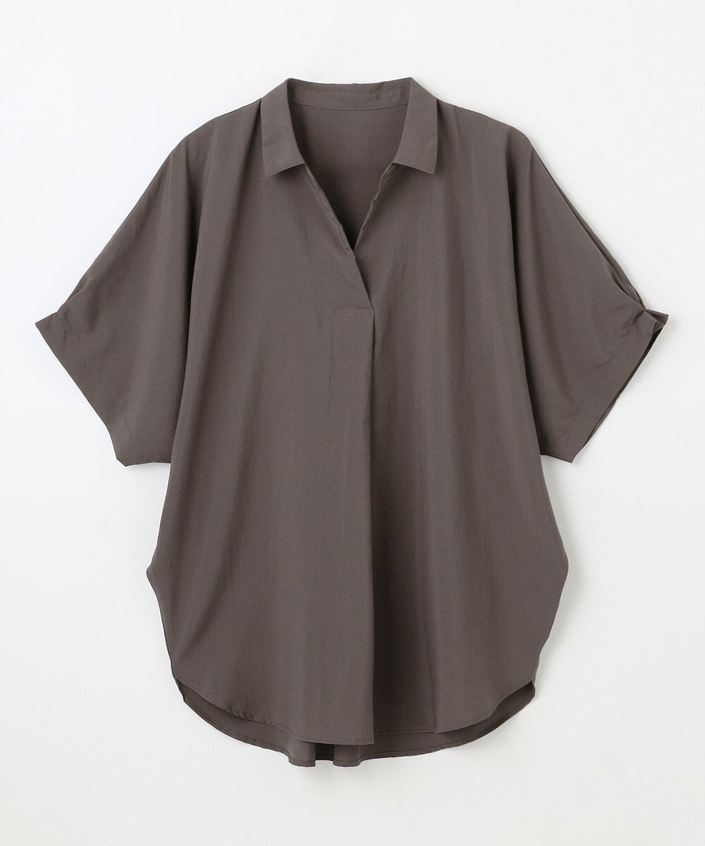 ANY 【新色追加】スキッパーネック袖タックブラウス 