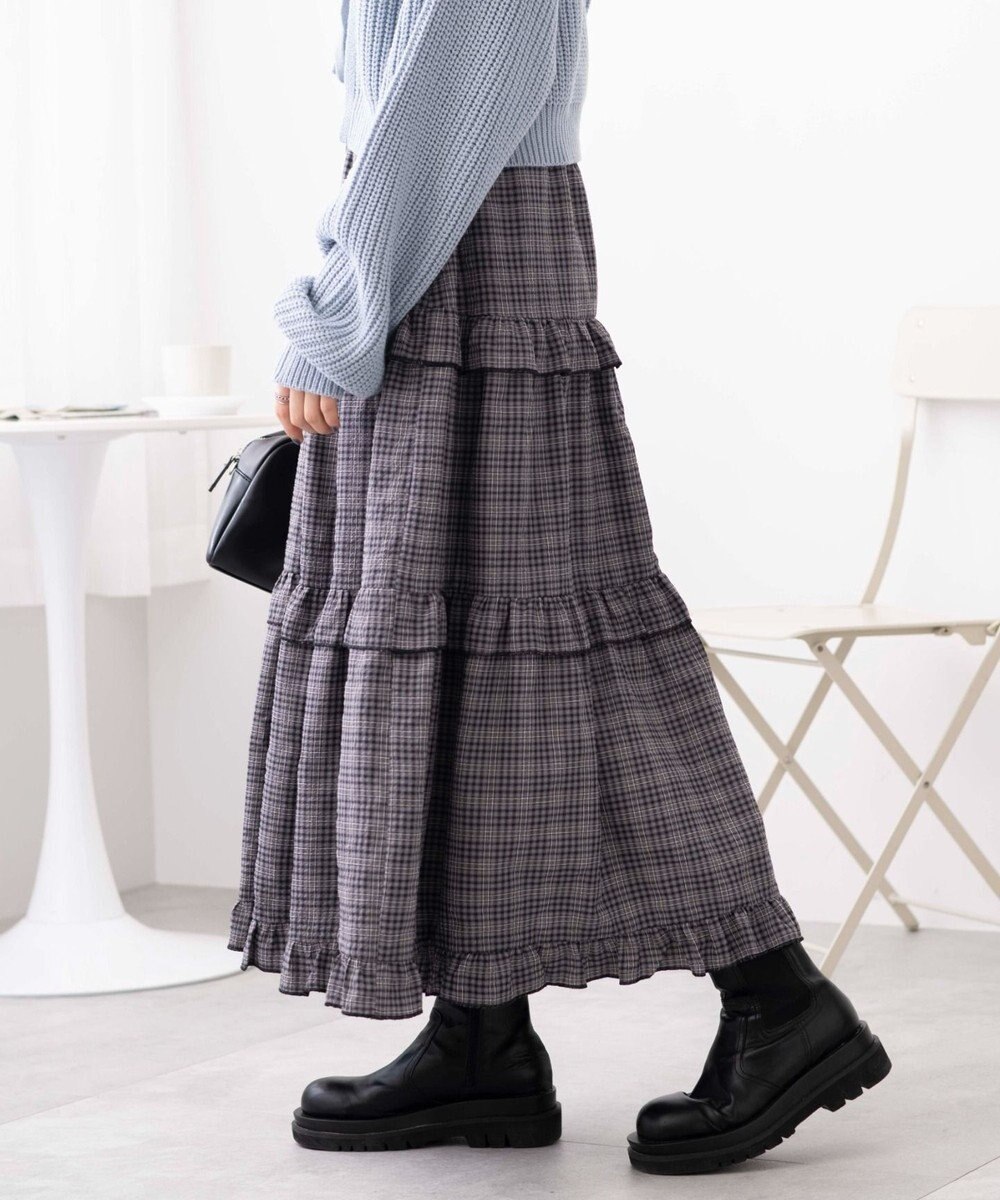WEGO 【ウエストゴム】フリルティアードボリュームスカート 