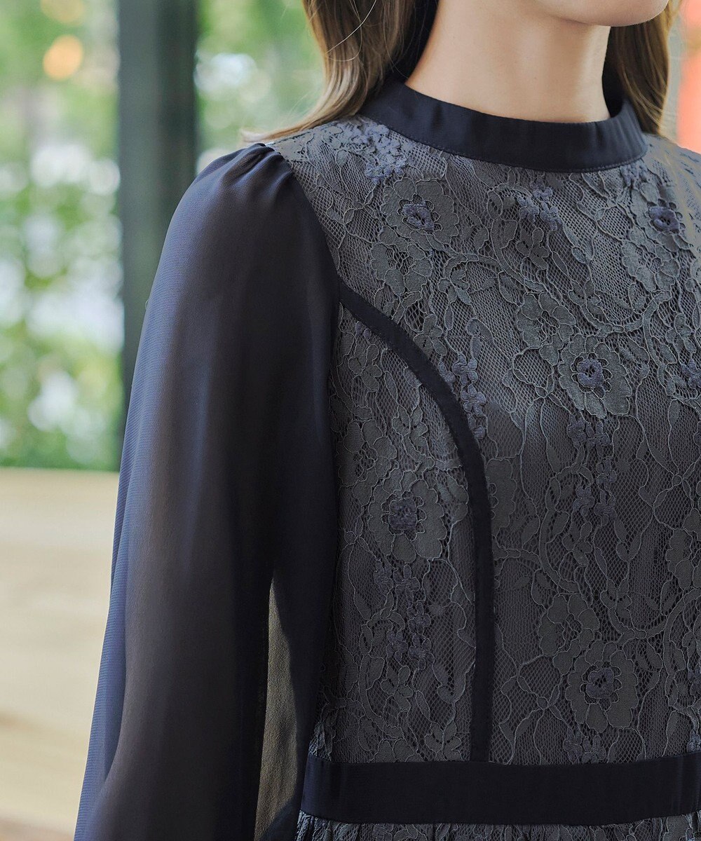 Tiaclasse 【洗える】レースコンビフレアワンピース 