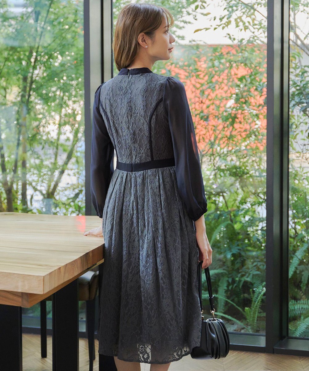 Tiaclasse 【洗える】レースコンビフレアワンピース 