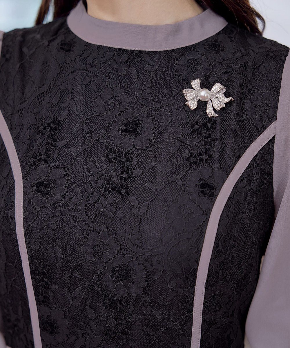 Tiaclasse 【洗える】レースコンビフレアワンピース 