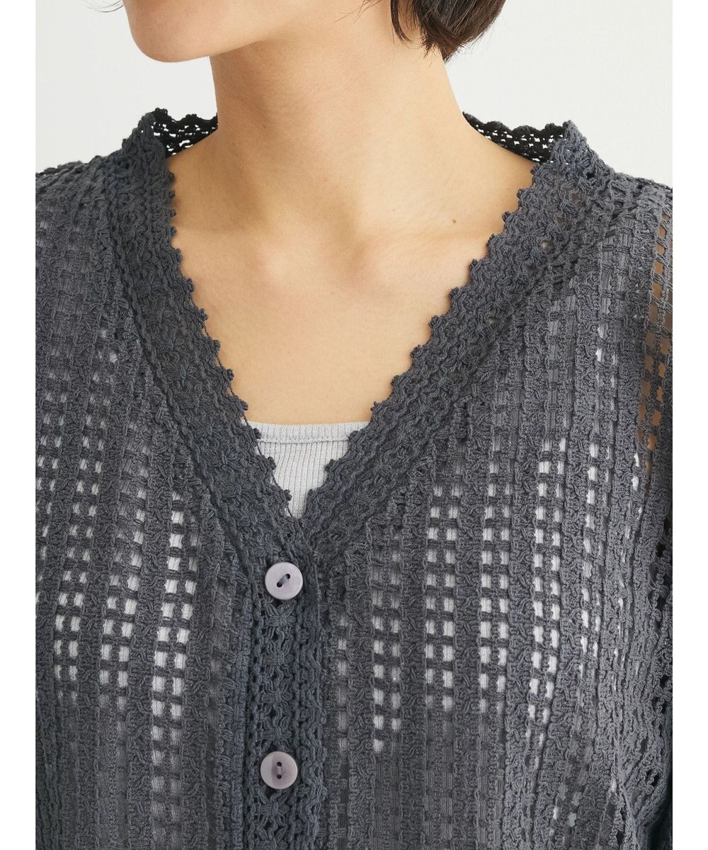 Green Parks インド綿　レース編みカーディガン 