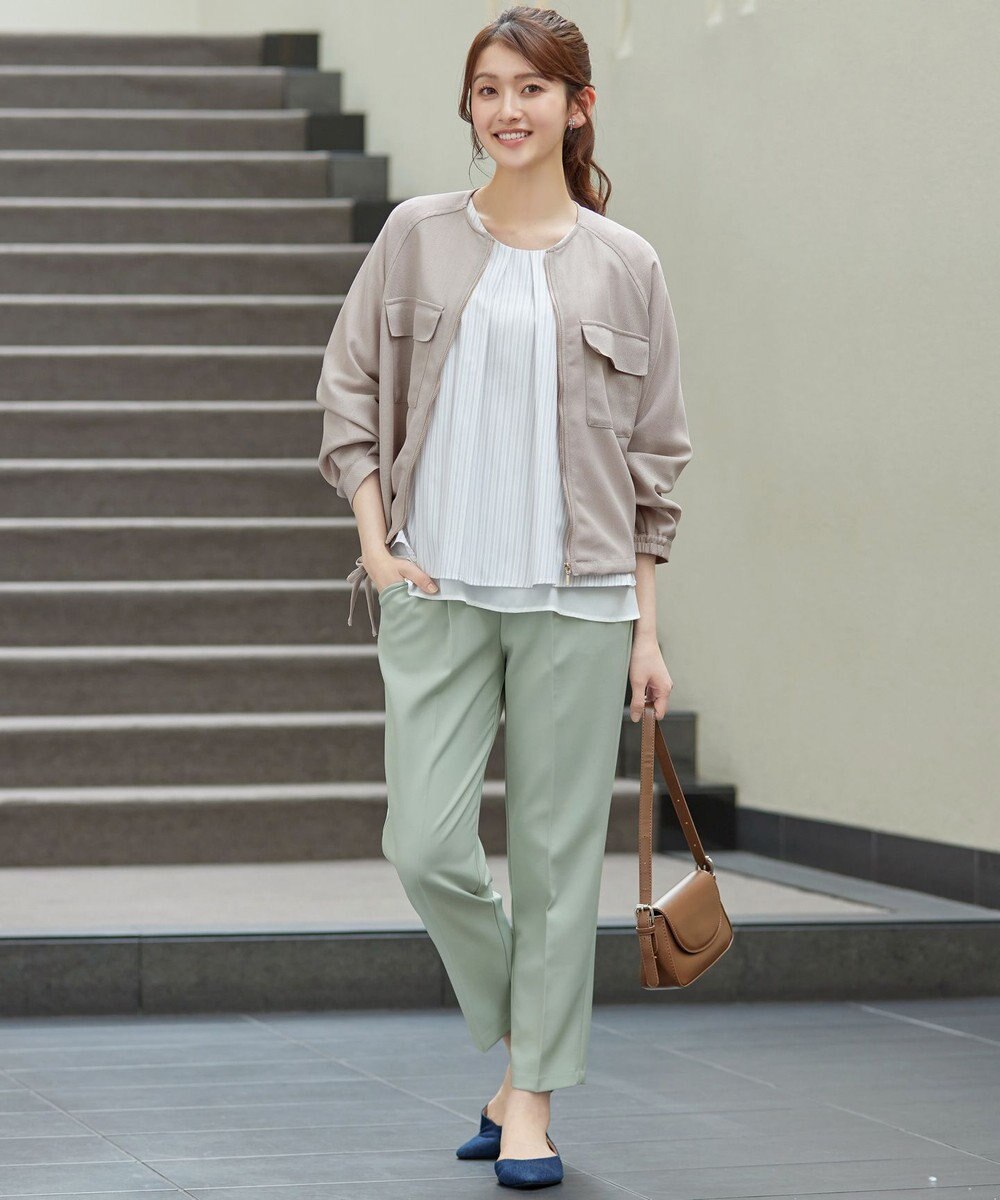 Tiaclasse メッシュジャガードノーカラーブルゾン 